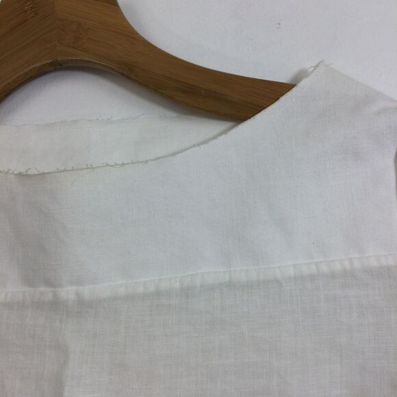 Stefano Mortari Women Linen Boat Neck Short Sleeve Blouse Top White IT 42 US M - Picture 5 of 13